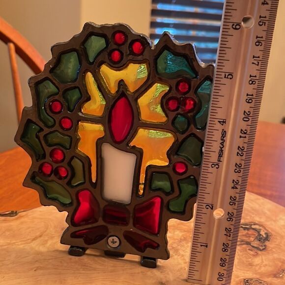 Vintage Taiwan Stained Glass Candle Tea Light Holder - Picture 5 of 6